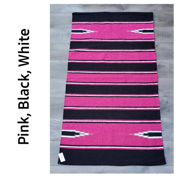 Navajo Style Cotton Rug - Blanket in Turquoise - Picture 3 of 6